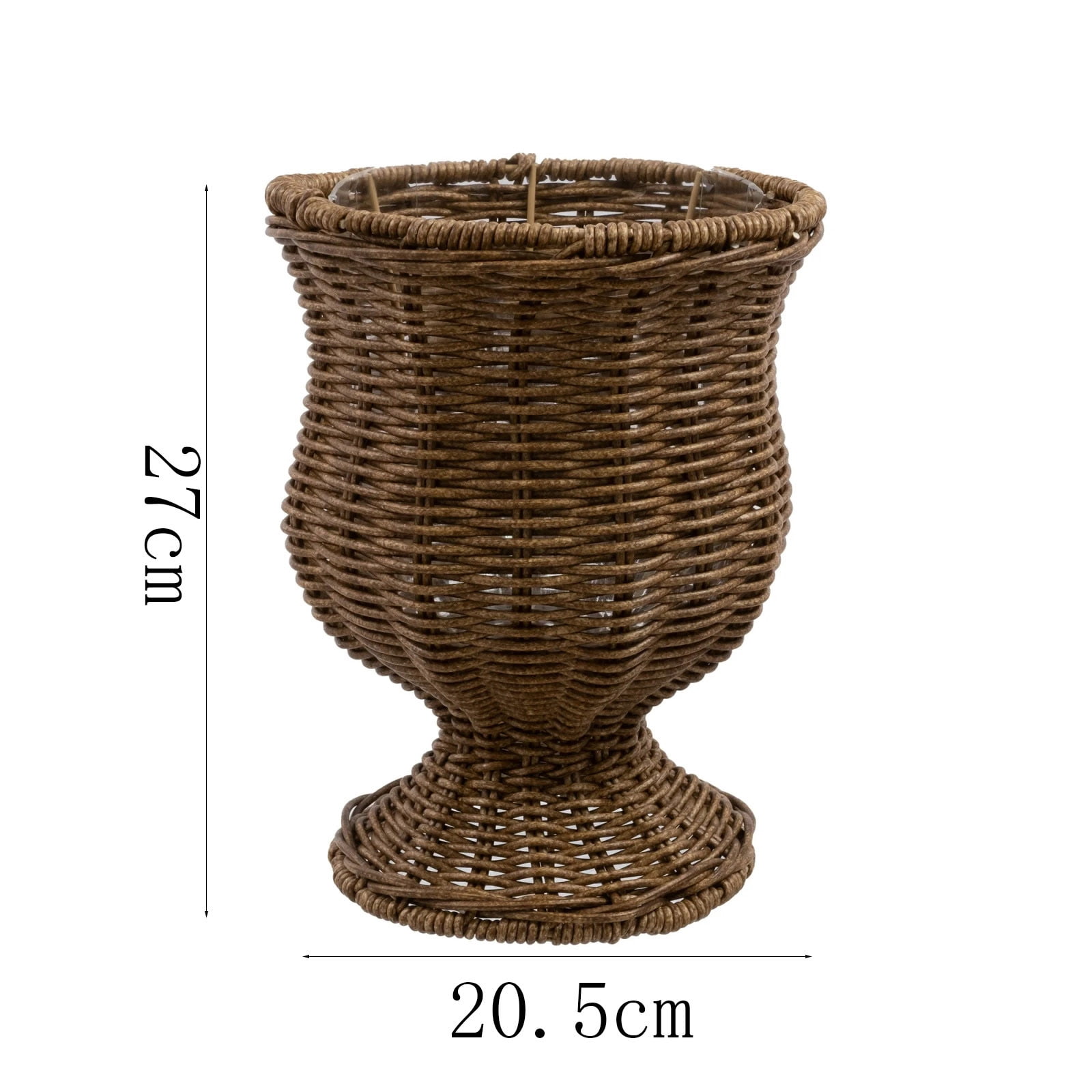WKSCLPAI Artisanal Handwoven Rattan Planter, Goblet Urn Shape 11*8" Brown, Spring Home Flower Pot, Elegant Hourglass Silhouette, Stable Base, Versatile for Entryway/Dining Table Decor