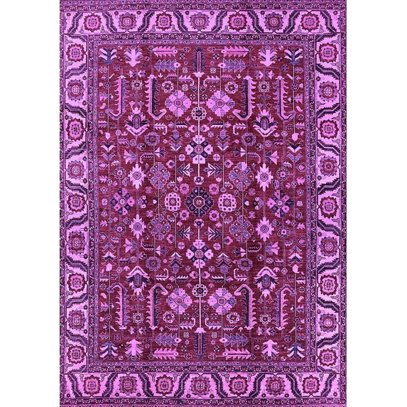 Ahgly Company Indoor Rectangle Oriental Purple Industrial Area Rugs, 7' x 9'