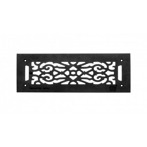 Renovators Supply Black Air Vent Registers, Grilles and Vents 16 in x 5.5" Cast Aluminum Wall/Ceiling/Floor Vent Register