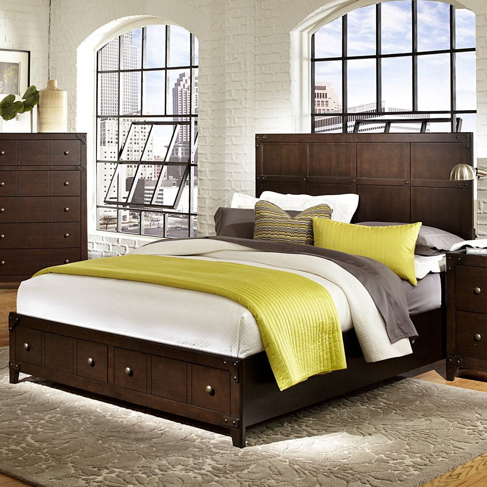 Homelegance Brawley Storage Platform Bed in Brown Cherry (California