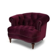 3 Piece La Rosa Chesterfield Tufted Velvet Sofa Set in Burgundy Red