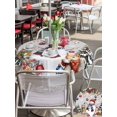 thumbnail image 4 of Outdoor Tablecloth with Umbrella Hole and Zipper, Grey Christmas Round Table Cloth 54 Inch Waterproof Tablecloth, Winter Snowman Poinsettia Pine Tree Ball Picnic Table Cover for Patio Camping, 4 of 7
