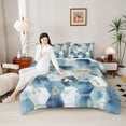 thumbnail image 4 of Feelyou Grey Blue Marble Queen Comforter Set, Chic Gold Honeycomb Abstract Bedding Sets, Teens Adult Girls Women Reversible Bedding Comforter Set, Luxury Bedroom Decor, 3pcs, 4 of 8