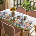 thumbnail image 3 of Easter Gnomes Bunnies Table Cloths for 4 Foot Rectangle Tables, Spring Easter Eggs Floral Leaves Patio Waterproof Elastic Fitted Tablecloths, Washable Rectangular Table Cover for Camping, 3 of 8