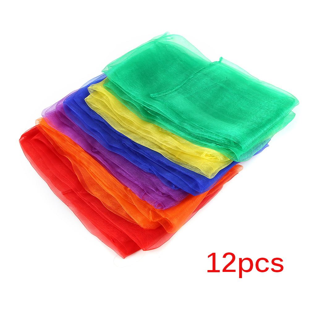 12X Belly Dance Sensory Toys Autism Juggling Colorful Scarves Baby Adults Gift * 
