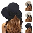 thumbnail image 5 of Ltpwer Sun Hat Beach Hat for Women Wide Brimmed Straw Hat with Black Bow Peach-Shaped Ladies Sun Hat Floppy - Foldable Roll-Up Summer UPF 50+ Visor Hat Beach Hat Ideal for Travel Wear, 5 of 6