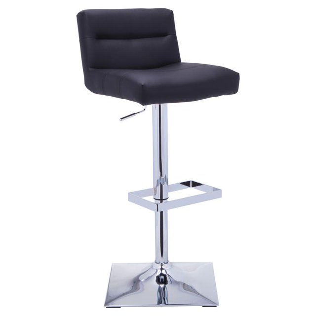 Sunpan Stafford 25.5 - 33.5" Modern Faux Leather Adjustable Stool in Black