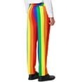 thumbnail image 3 of Unique Bargains Men's Striped Pants Business Skinny Fit Color Block Trousers 32 Multicolor, 3 of 6