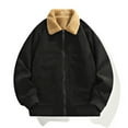 thumbnail image 5 of Corduroy Lined Jacket Winter Warm Fleece Collar Casual Outerwear Coats For Daily Street Style Comfort-Black-L, 5 of 6