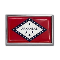 Arkansas State Flag 3.82" x 2.5" x .15" Chrome Car Auto Emblem