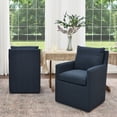 thumbnail image 6 of KINWELL 25" Wide Upholstered Dining Chairs with Casters Set of 2, Modern Performance Fabric No Assembly Down Cushion Rolling Dining Armchair for Kitchen Dining Room (Indigo), 6 of 9