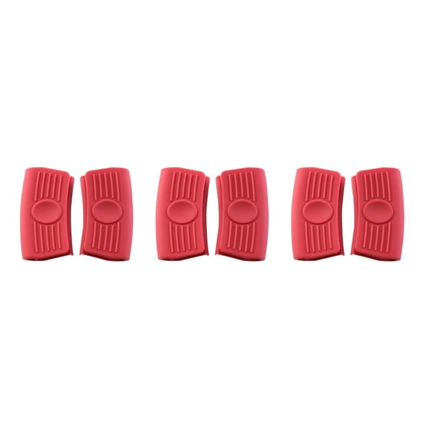 Inteprter 2 piezas de soporte para mango de olla, accesorio de cocina seguro para el hogar, Clip de silicona Simple grueso, doble agujero rojo Type1 NO1