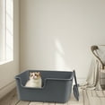 thumbnail image 5 of Yuright Plastic High Side Cat Litter Boxes with Scoops, 4 Pack Gray Open Top Litter Trays, 5 of 7