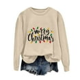 thumbnail image 5 of TTUHYWXI Women's Merry Christmas Oversized Pullover Sweatshirt With Lights - Holiday Xmas Sweater Top (Beige, L), 5 of 6