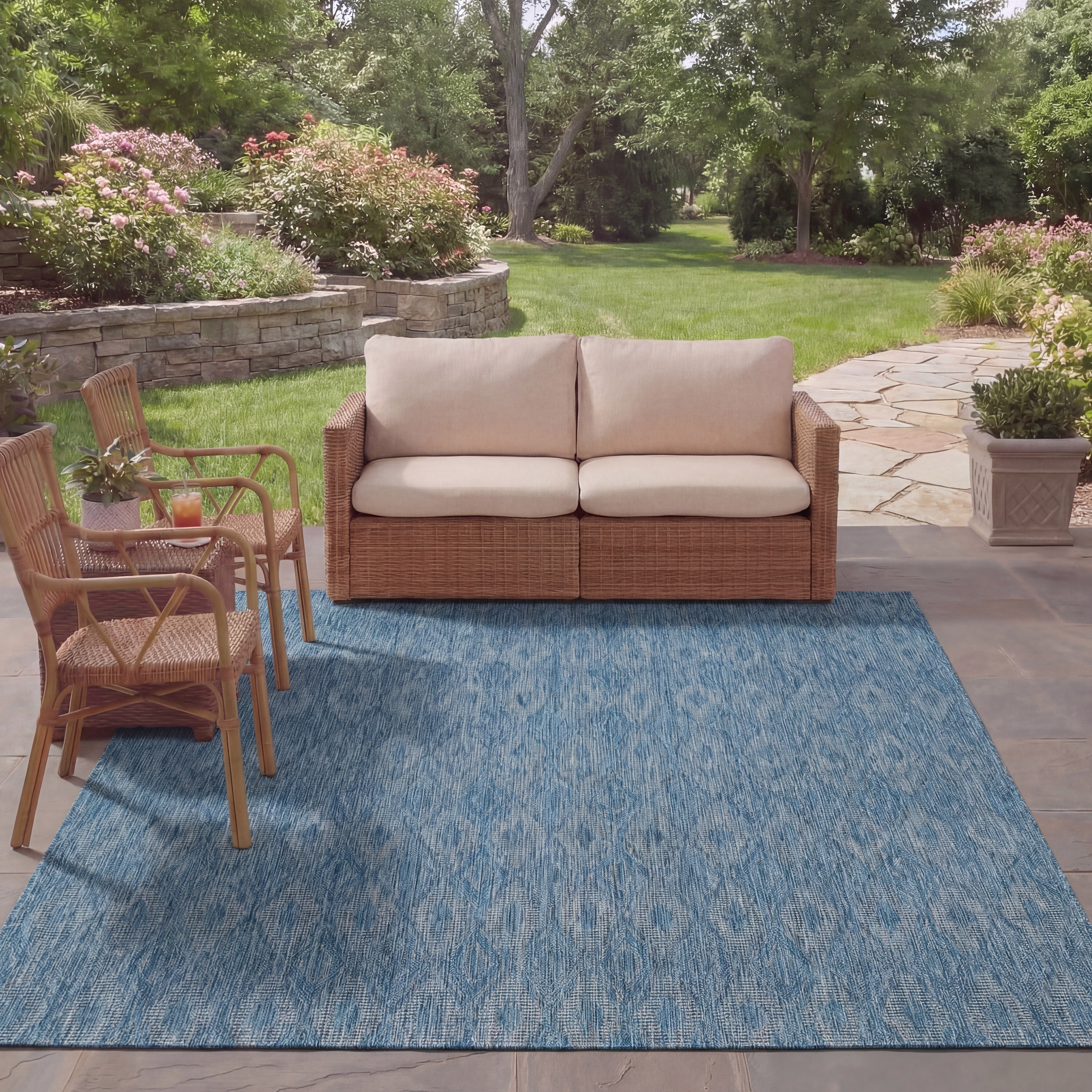 Safavieh Courtyard Teodor Geometric Indoor/Outdoor Area Rug, Navy, 7'10" x 7'10" Square