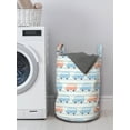 thumbnail image 3 of Cartoon Laundry Bag, Horizontal Buses Facing Left Nursery Themed, Hamper Basket with Handles Drawstring Closure for Laundromats, 13" x 19", Cadet Blue Peach, by Ambesonne, 3 of 4