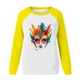 thumbnail image 4 of YueHuiYing Carnival Colorful Cartoon Character Print Women's Long Sleeve Loose Round Neck Casual Pullover, 4 of 6
