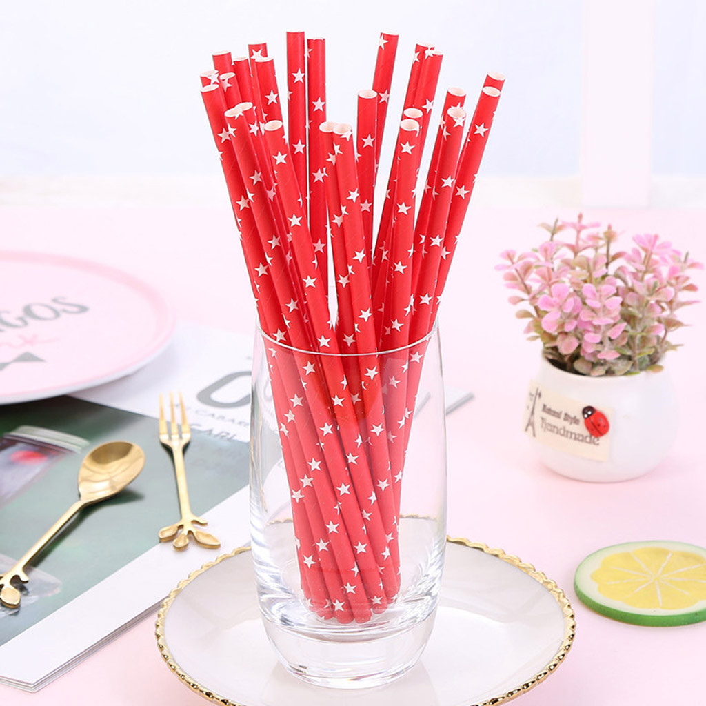 25pcs Disposable Drinking Straws Home Bar Party Cocktail Drink Straw