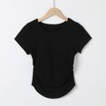 thumbnail image 3 of Fanxing Tops for Women Built in Bra Cozy Scoop Neck Short Sleeve T-Shirts Yoga Workout Tops Black,M, 3 of 6