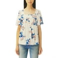 thumbnail image 2 of Lucky Brand Women's Square Neck Short Sleeve Top, Cream Floral, Small, 2 of 2