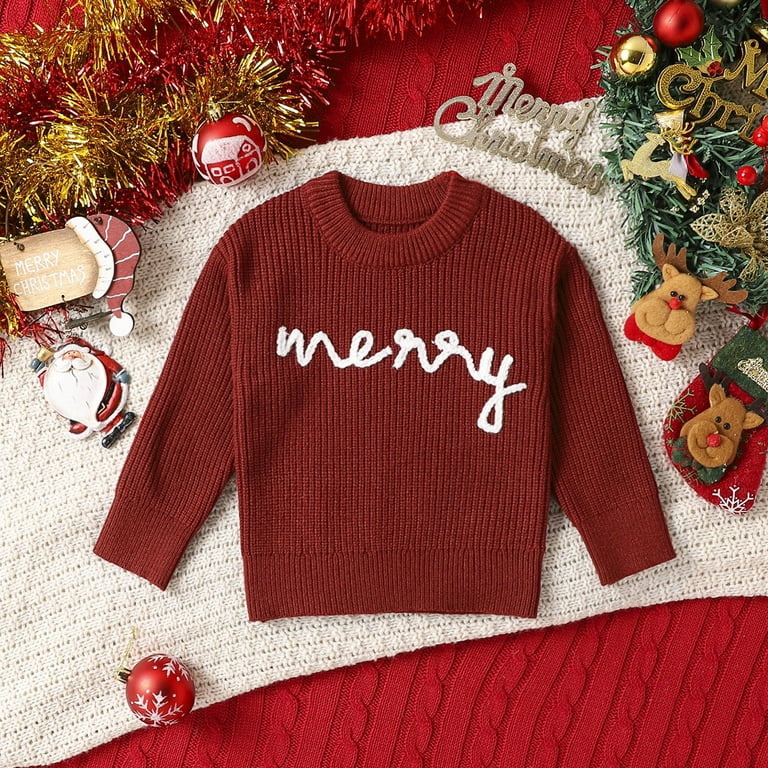 Mercatoo Baby Boys Girls Christmas Sweater 𝐕intage Merry