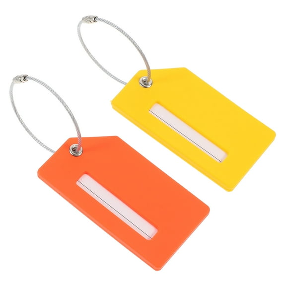 LOLIPPYY Rubber Luggage Tags for Suitcases with Name and Address Labels, 2 Pieces, Bright Orange