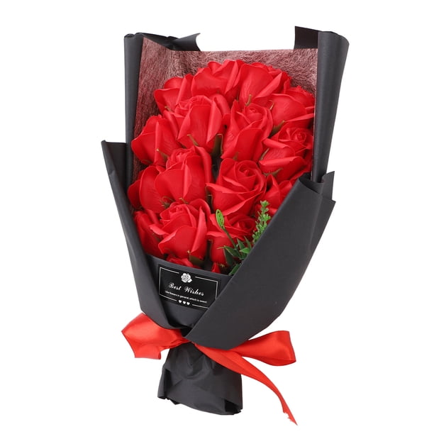 18 Pezas de Rosas Artificiales Bouquet de Flores, Ramo de Flores de Rosas Falsas de PlásTiCo para el Aniversario del Día de San Valentín Cumado de Boda