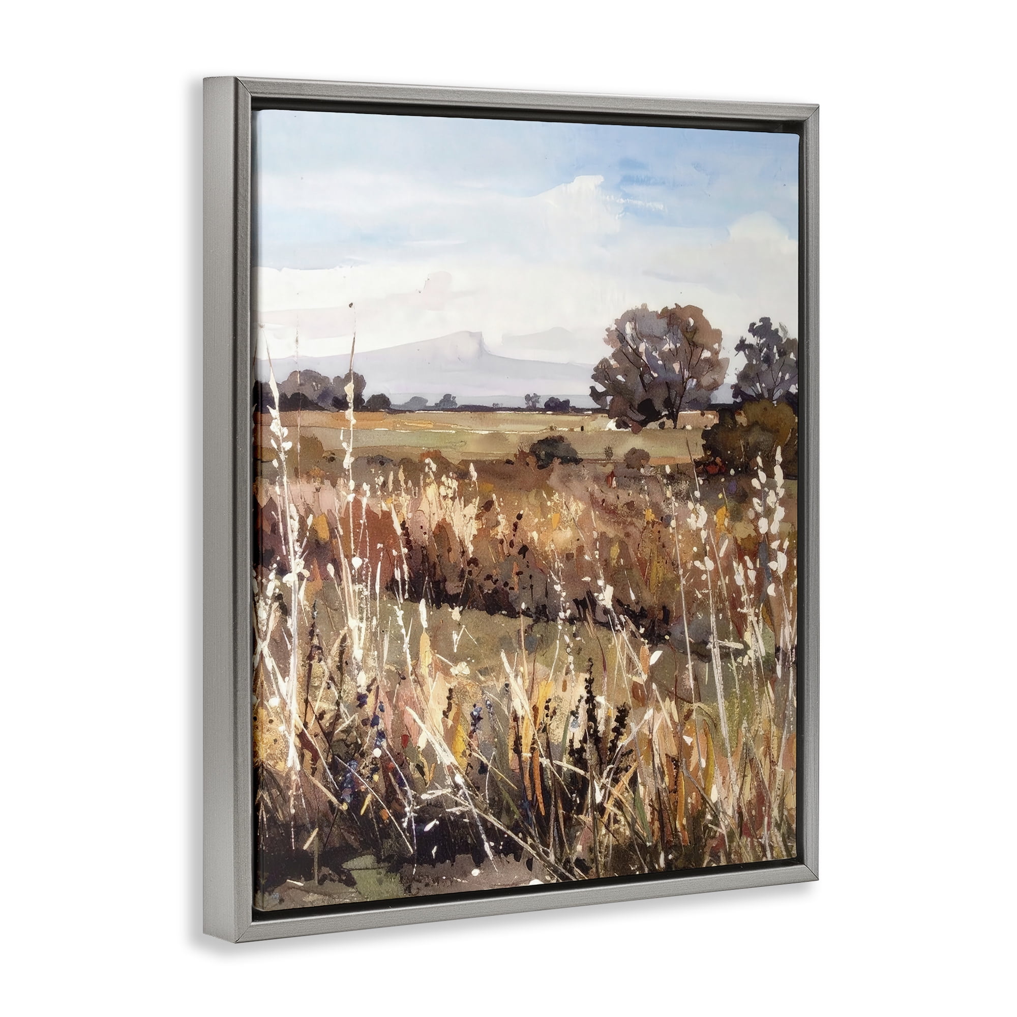 Stupell Industries Peaceful Meadow Expression Gray Framed Floater Canvas Wall Art, design by Alonza Saunders