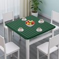 thumbnail image 3 of Green Black Checkerboard Checkered Pattern Square Fitted Tablecloth with Elastic Edge,Square Table Cover,Washable Elastic Table Cover for Home Kitchen Party Decor 34"x34", 3 of 6