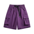 thumbnail image 3 of Fengqque Men's Cargo Shorts Elastic Waistband Drawstring Summer Relaxed Fit Work Shorts with Multiple Pockets Purple XS(XS), 3 of 6
