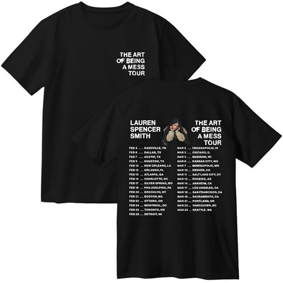 Lauren Spencer Smith The Art Of Being A Mess Tour 2026 Cotton T-Shirt Women Men Casual Crewneck Short Sleeve Tee