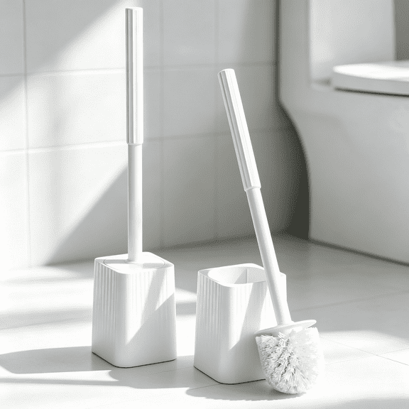 propuri 2‑Pack Toilet Bowl Brush and Holder Set, Black Stiff Bristle Toilet Scrubber for Bathroom Household Cleaning