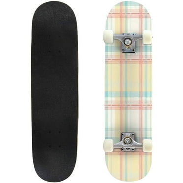 Seamless tartan plaid pattern in summer tone Outdoor Skateboard Longboards 31"x8" Pro Complete Skate Board Cruiser