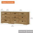thumbnail image 5 of 2 in 1 Dresser with 9 Drawers for Bedroom, Wooden Dressers with Small Chest of Drawers, Mid Century Modern Dresser with Metal Handles for Liviing Room, Hallway, Vintage Oak, 5 of 6