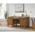 thumbnail image 2 of Picket House Furnishings Beth Double Pedestal Desk with Power/USB in Brown Oak, 2 of 8