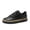 Black, variant on Willtoo Womens Faux Leather Platform Lace Up Sneaker Low Top Chain Accent Fashion Footwear Smooth Solid Color Chunky Sole Daily Footwear