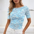 thumbnail image 4 of Otvok Women's Fashionable Blouses Dressy Casual Short Sleeve T-Shirts Round Neck Slim Fitted Tee Tops for Work Business, 4 of 6