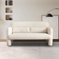 thumbnail image 6 of Youdao 59" Small Loveseat Sofa, Modern Sherpa Mini Sofa Couch, Lambswool 2-Seater Fluffy Love Seat, Teddy Fabric Upholstered Compact sofa with 2 Throw Pillows for Apartment Office Small Space, Beige, 6 of 7