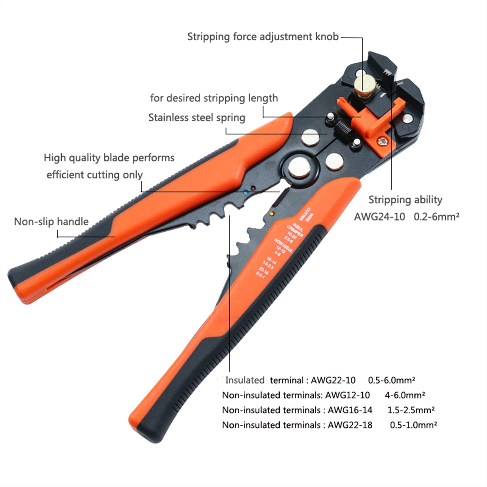 Crimper Non Insulated Insulated Terminal And Connectors Crimping Pliers Cable Cutter Wire Stripper Hand Tools For An Electrician ,Durability That Lasts