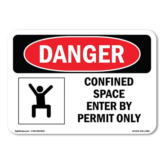 OSHA Danger Sign - Confined Space Enter By Permit Only | Decal | Protect Your Business, Construction Site, Warehouse & Shop Area |  Made in The USA