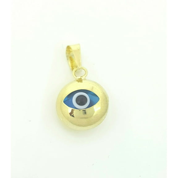 New 14k yellow gold blue evil eye pendant charm fine gift jewelry for her 0.7g