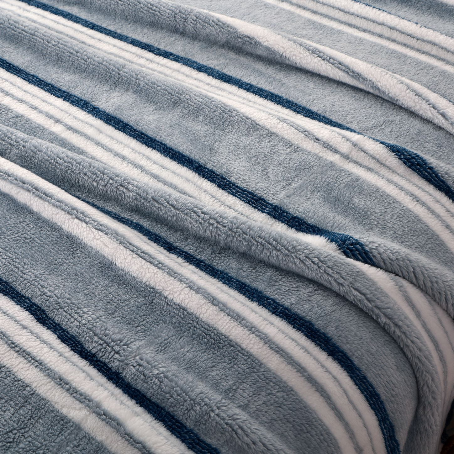 Berkshire Blanket Eco Plush Bed Blanket, Grey Stripe, Twin