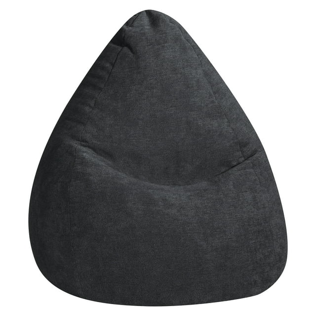 Gouchee Home Alfa Black Bean Bag Chair – Soft Velour Polyester Fabric with Polystyrene Bead Filling, Suitable for Adults and Teens, Lightweight & Portable Seating for Dorm or Living Room