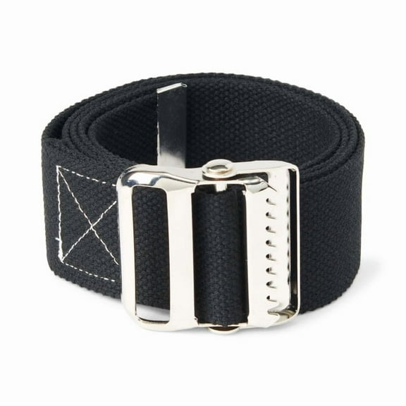 Medline Gait Belt, Mobility Aid, Helps Transferring Mobility Challenged Individuals, 2" x 60", Cotton, Black, 1 Each