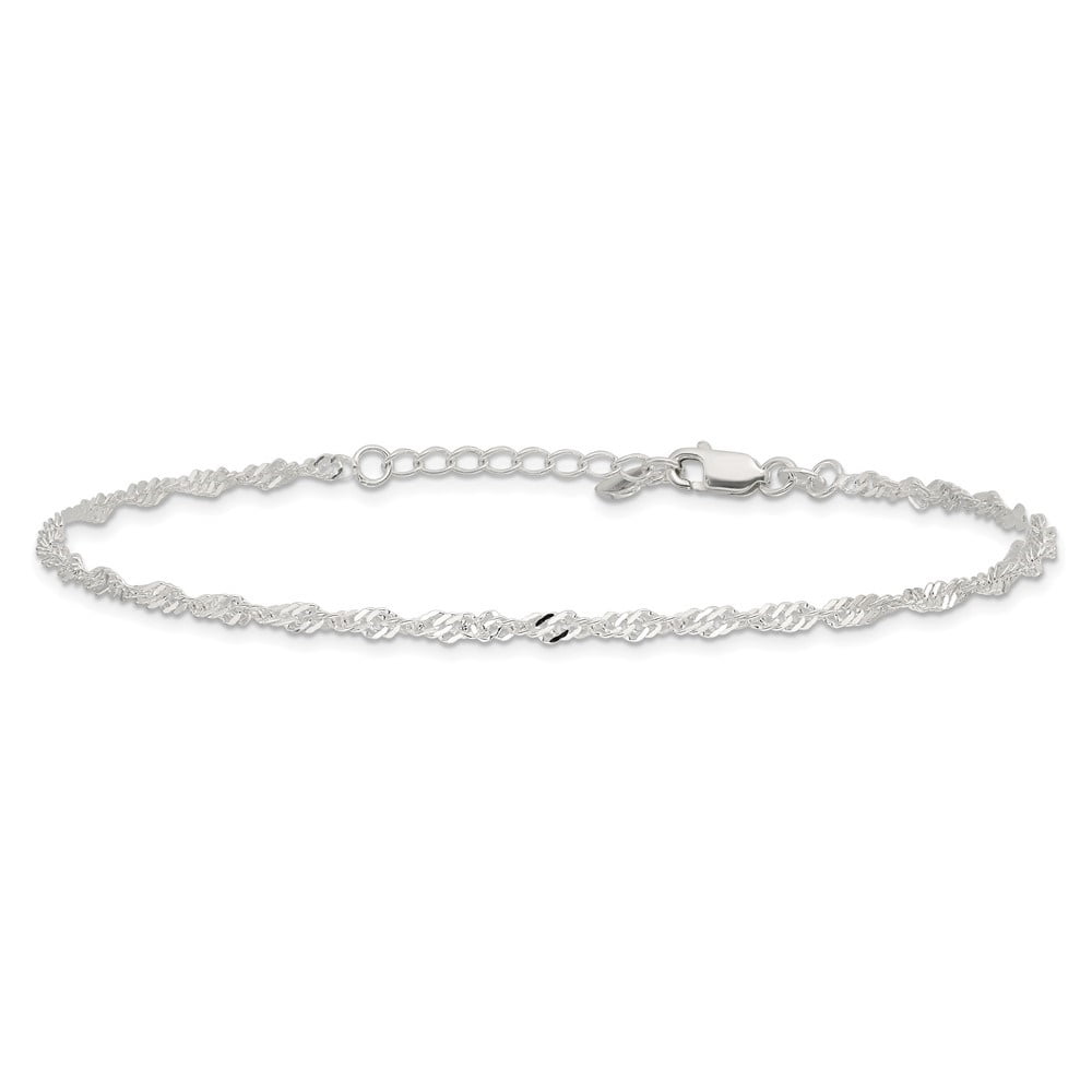 Auriga Fine Jewelry 925 Sterling Silver Diamond-cut Including A Anklet 9inch for Women