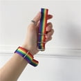 thumbnail image 4 of AOOOWER Rainbow Stripe Canvas Woven Bracelet Adjustable Watch Bands for Couples Friends, 4 of 16