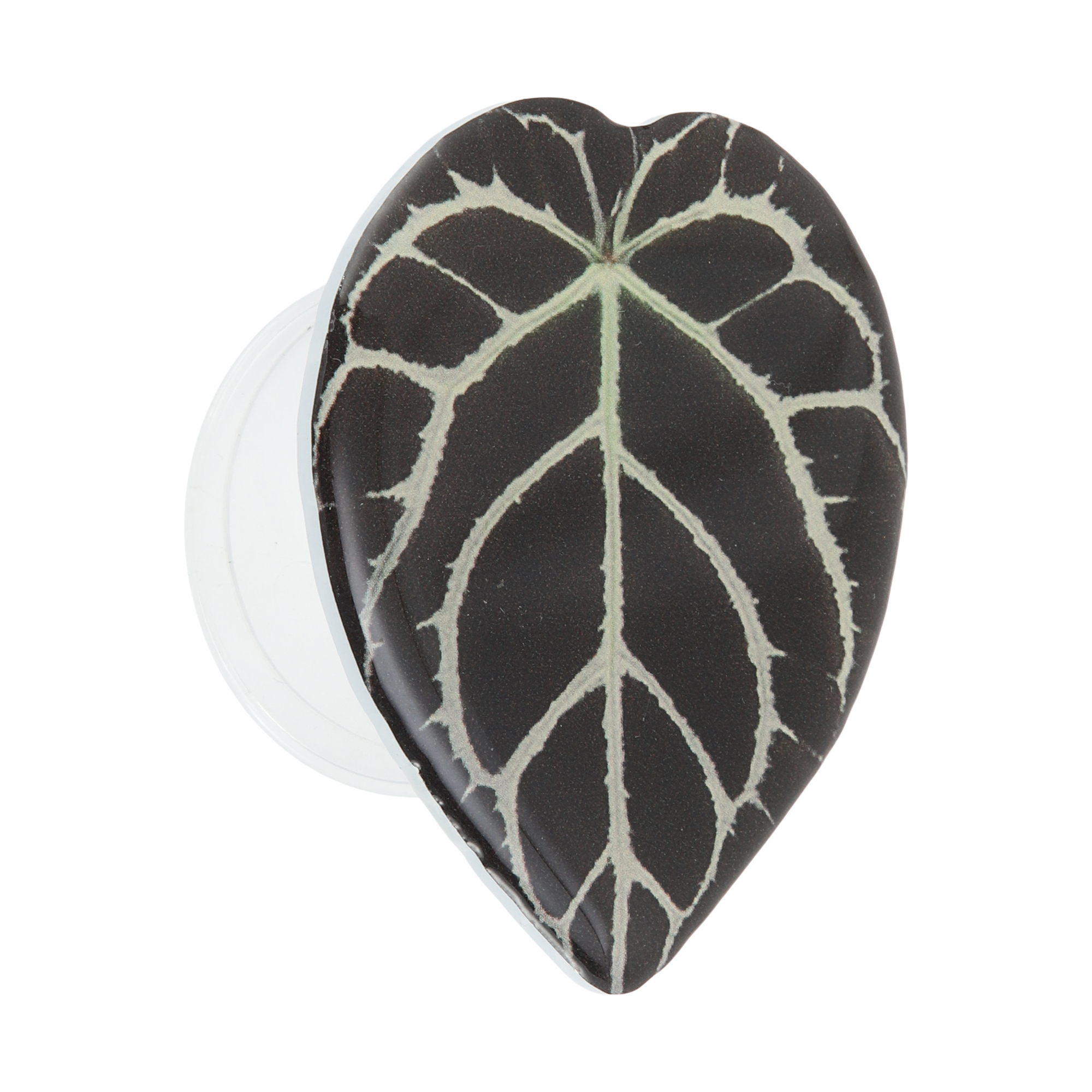 Unique Bargains Leaf Pattern Phone Grip with Strong Adhesive Backing Black