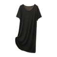 thumbnail image 2 of Women's Short Sleeve Nightgown Crew Neck Ruffle Cuff Polka Soft Comfortable Loose Midi Breathable Cute Loungewear Dress Black Sleepwear with Built in Bra XL, 2 of 4