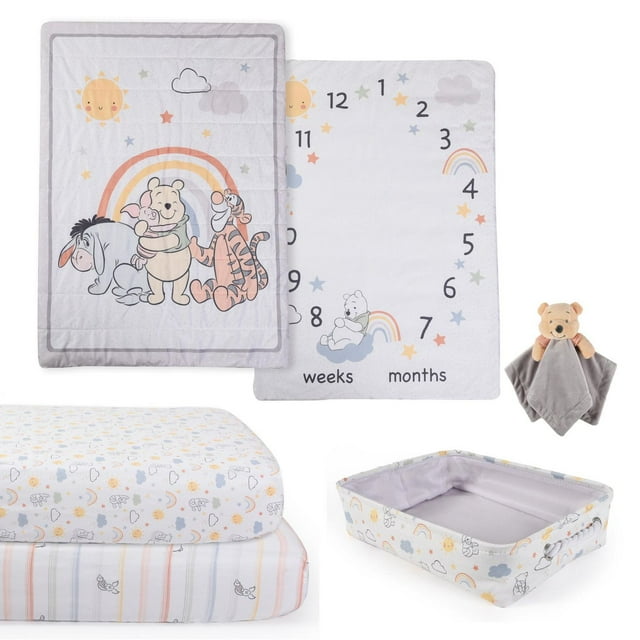Ensemble de 5 pièces pour chambre de bébé Disney Winnie l'Ourson, Rêves d'arc-en-ciel