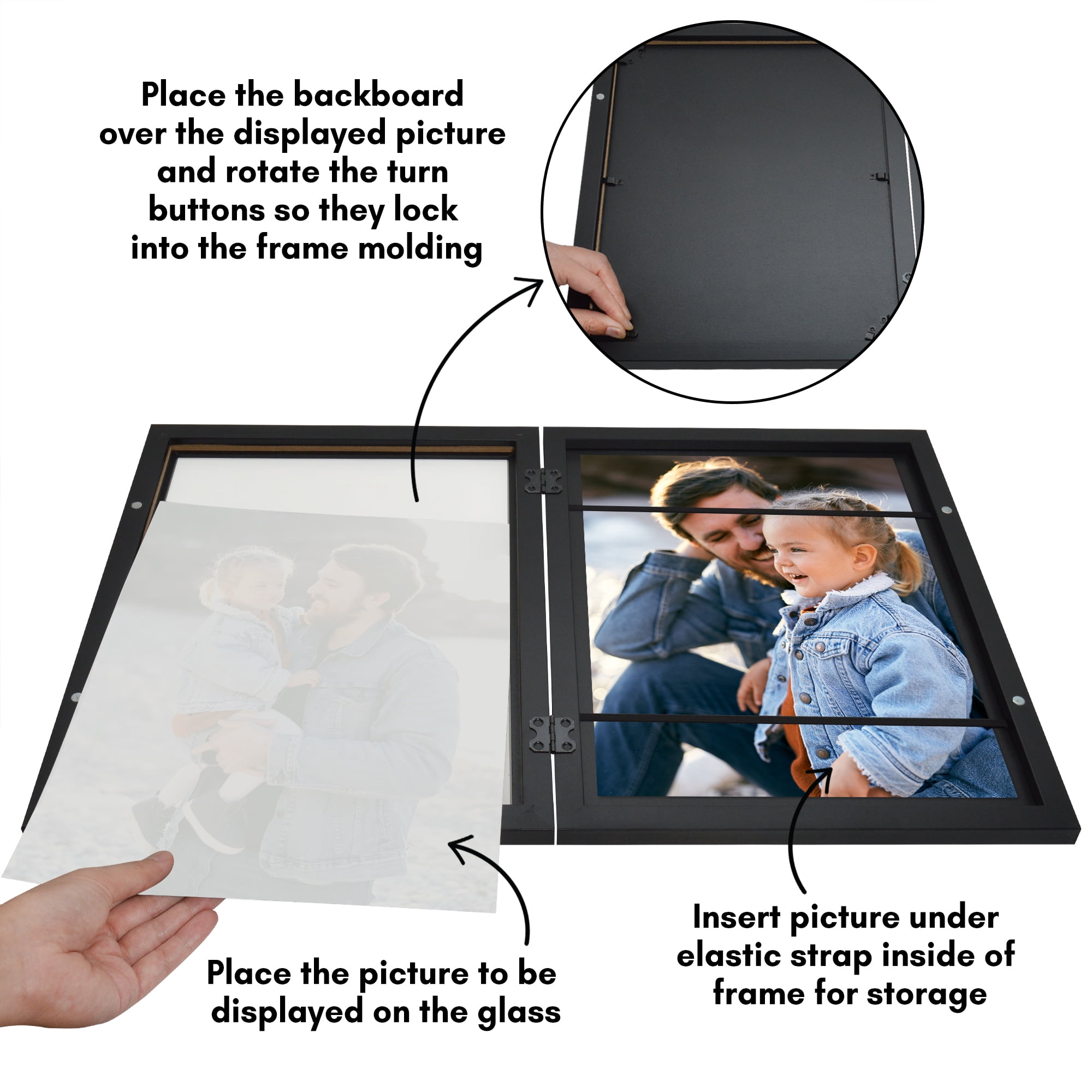 Americanflat 11x14 Picture Frame with Polished Plexiglass Storage Quick Change Frames Holds Photos - Black